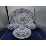 F Winkle & Co Ltd Swansea Whieldon ware 2x Meat platters, muffin dish and 2 tureens with ladels (one