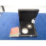 Christmas Truce gold double crown and kings silver shilling commemorative coin set, boxed with