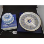 Wedgwood Jasperware round candy box (2632), boxed and Royal Worcester shortbread tray