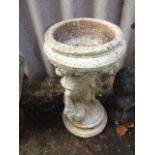 Concrete Bird Bath / Planter 21 inches tall