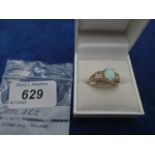 Opal Cubic Zirconia ring in sterling silver (box not incl)