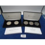 George V and VI silver crown collection and The Three Kings Silver Crown Collection, both boxed with