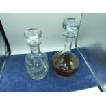 2 Glass Decanters 12 inches and 10 1/2 inches
