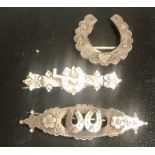 3 Silver Sweetheart Brooches