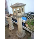 Concrete Pedestal Column Bird Table with House Top