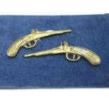 Pair of Brass Wall Guns 10 inches long