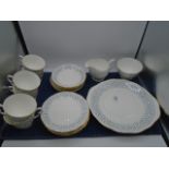 Queen Anne tea service - 6 cups and saucers, 6 side plates, serving plate, jug and sugar bowl