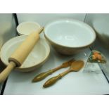 Mason Mixing Bowl 31 cm diameter , 2 Retro Salad Servers , Rolling Pin and Resin Marmalade Pot. 2