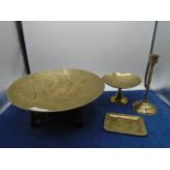 Quantity of Chinese brass incl bowl on stand etc