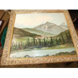 Oil on Board of Alpine Scene 38 x 34 cm