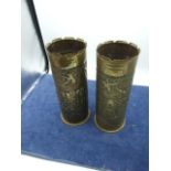 Pair of WW1 Trench Art Shell Cases dated Jul 1918. ( 9 inches tall )