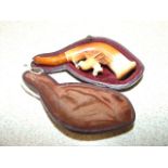 Cased Cheroot Holder with carved Deer Design