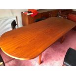 Retro Mid Century Extending Dining Table with one leaf & 6 Chair Frames
