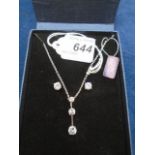 Cubic Zirconia necklace and stud earrings