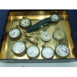 3 Railway Timekeeper pocket watches and 5 others and 2 watches ( all are A/F )