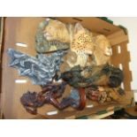 Box of Assorted from house clearance including Lion Heads