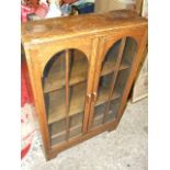 Oak 2 Door Glazed Bookcase 36 x 24 inches 8 deep