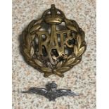 RAF Sweetheart Brooch and WW1 RAF Cap Badge