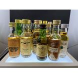 A collection of scotch whisky miniatures to include: Muirhead's blended whisky; VAT 69; Talisker 8yr