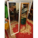 2 Rectangular wall mirrors white 15 x 48 inches pine 13 1/2 x 47