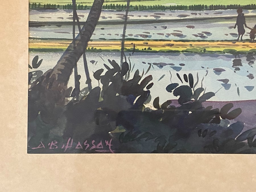 Abu Bakar Ibrahim, Malaysian landscape, watercolour, signed lower left, 36 x 26cm, signed A B Hassan - Image 2 of 3