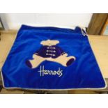 Harrods Xmas 1999-2000 Teddy Bear present sack, 24" square, velvet with teddy bear applique