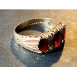 9ct. gold, garnet and diamond ring, N, gross weight 3.64g