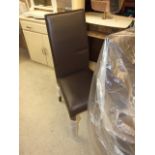 Pair of Alton Leather Dining Chair Dark Brown Dark Legs ( VAT added to hammer price )