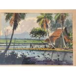 Abu Bakar Ibrahim, Malaysian landscape, watercolour, signed lower left, 36 x 26cm, signed A B Hassan