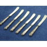 6 Silver Handled Butter Knives ( no case )