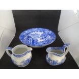 2 Italian Spode jugs and a Copeland Spode bowl