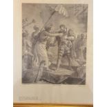 A framed engraving "The King of Melinde visits Vasco Da Gama" after F. Gerard 36 x 44cm