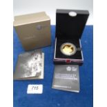 Queens Coronation 60th anniversary gold plated silver proof £5 coin, boxed with certificate of