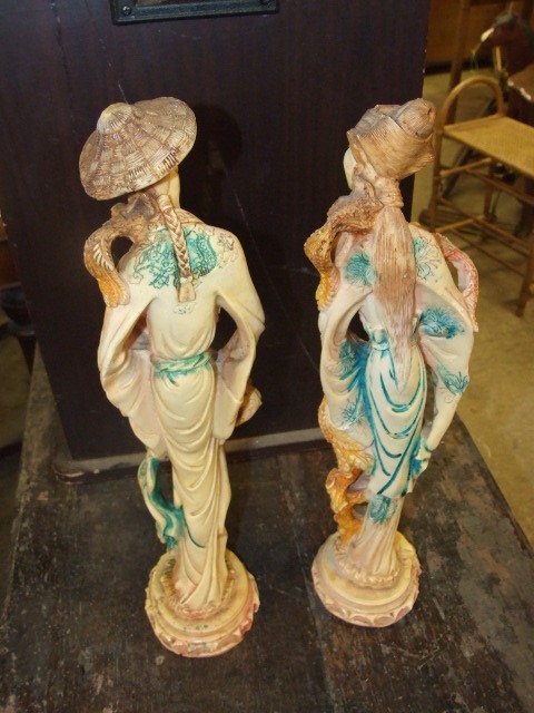 2 Oriental Resin Figures 19 inches tall - Image 2 of 2