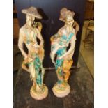 2 Oriental Resin Figures 19 inches tall