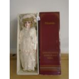 Boxed Alberon Collectors porcelain doll in lace dress