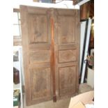 2 Vintage Large Pine Doors / Window Shutters with Carved Panels to Front 81 inches tall 26 wide