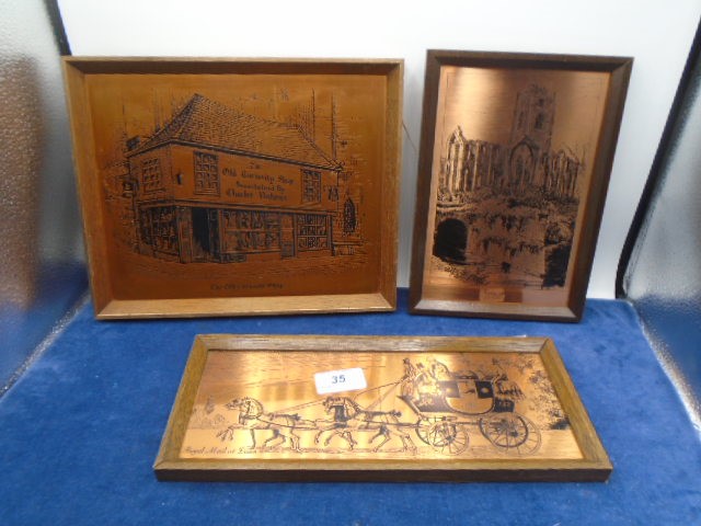 3 copper engravings incl Fountains Abbey