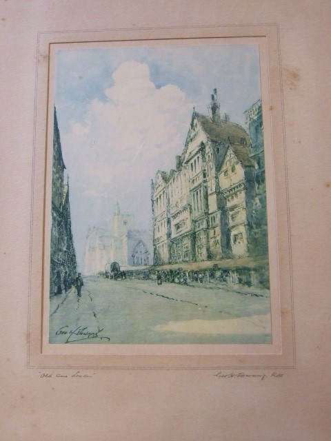 Framed Etching of Old Time London & 4 other pictures - Image 2 of 6