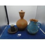 Collection of studio pottery to incl Jug, Dansk cup and saucer etc
