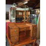 Vintage Oak Dressing Table 42 inches wide 24 tall excluding mirrors