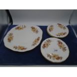 Queen Anne china cake plate and 6 side plates