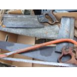 GHE Charlesworth and John Watson Tenon Saws , 2 panel saws and bow saw
