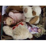 Vintage/Collectable toys - 2 Dolls , Bear and Dog