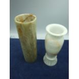 2 Onyx Vases 8 and 9 1/2 inches tall