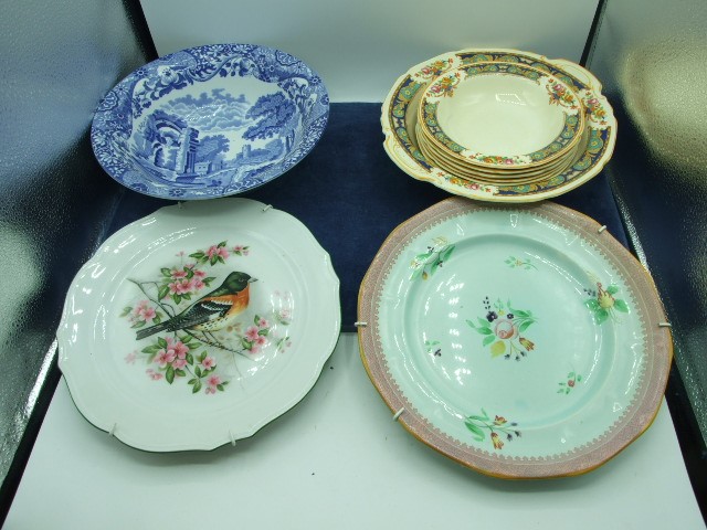 Grindley Fruit Bowl and 6 Dishes Copeland Blue White Bowl and 2 picture plates