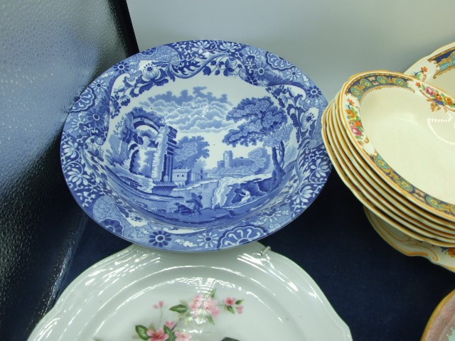 Grindley Fruit Bowl and 6 Dishes Copeland Blue White Bowl and 2 picture plates - Image 5 of 5