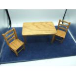 Dolls House Table and 2 Chairs