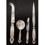 Four pieces Georg Jensen 'Acorn' silver cutlery