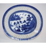 Antique Chinese export blue & white dish